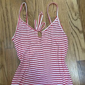 Red and White Striped Spaghetti Strap Top